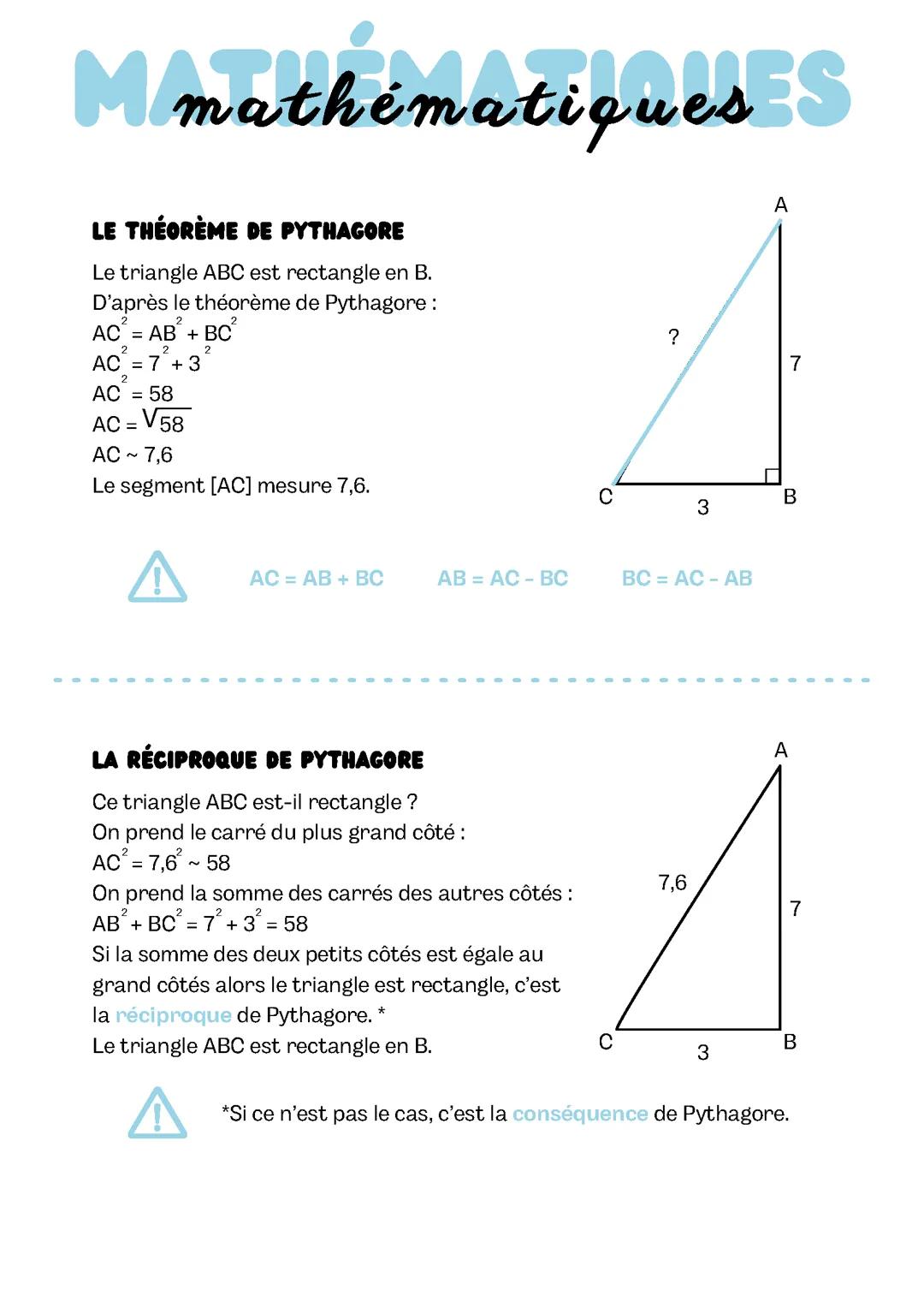 Les théorèmes et leur réciproques