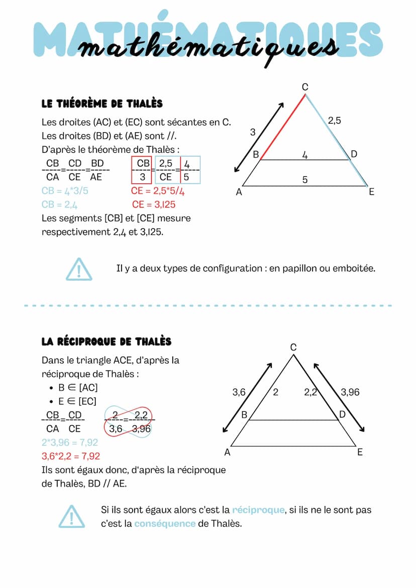 M/mathématiques S
LE THÉORÈME DE PYTHAGORE
Le triangle ABC est rectangle en B.
D'après le théorème de Pythagore:
AC² = AB² + BC²
2
2
AC² = 7