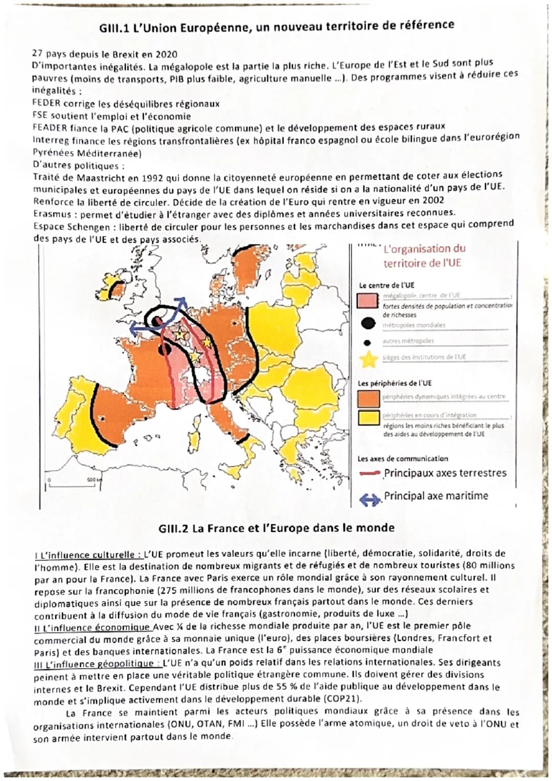 GIII.1 L'Union Européenne, un nouveau territoire de référence
27 pays depuis le Brexit en 2020
D'importantes inégalités. La mégalopole est l