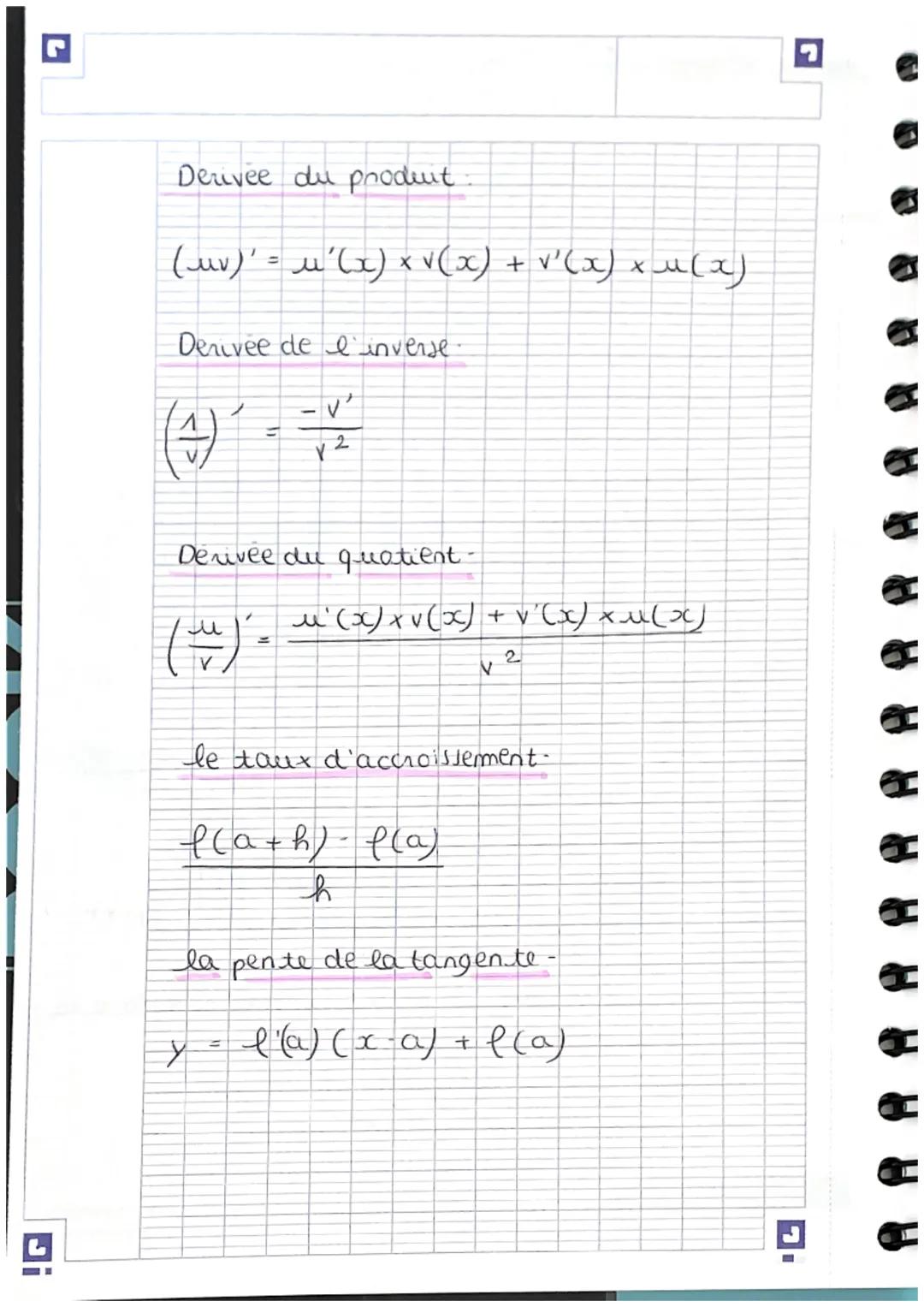 Ji
L
MATHS
LES DERIVÉES
((x)= k
est definie sur IR
f(x)=x
est definie sur IR
P(x)= xn
est definie sus IR
f(x)= 1/
est definie sur IR +
^
XA

