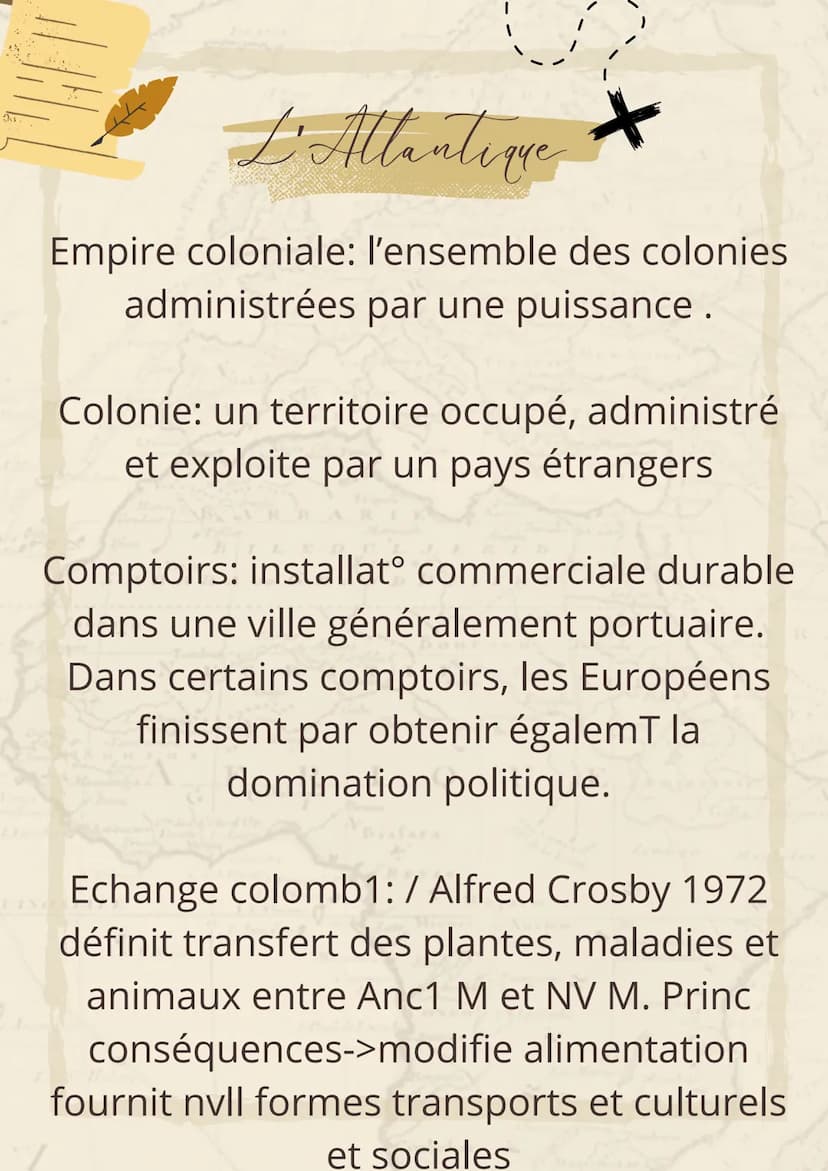 L'Atlantique
+
Caravelle: navire dont la forme lui permet
d'avancer en haute mer
Evangéliser: convertir au christianisme
Civilisations préco