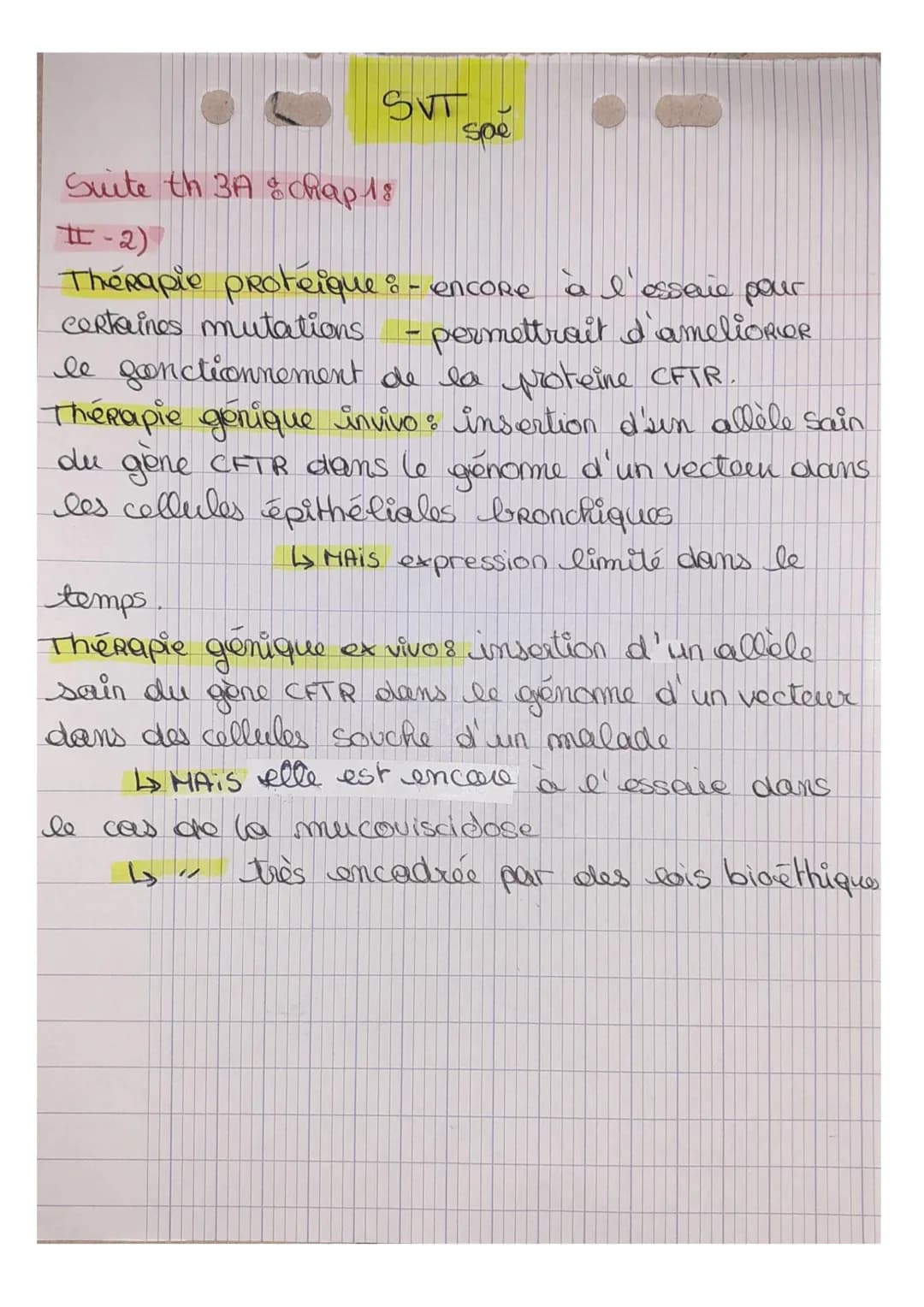 yere
SVI spe
Th3-A: chap 18 mutation génétique et
maladie
I- Le phenotype de la mucoviscidose
Mucovisadose maladie génétique la plus
frequen