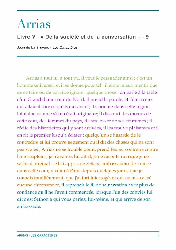 Know Analyse linéaire - Arias - Les Caractères - La Bruyère thumbnail