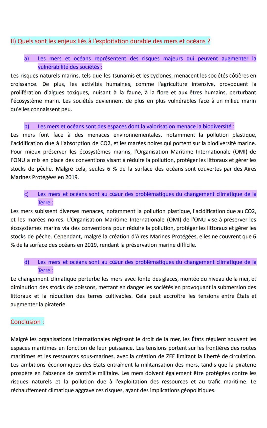 SQ 2 : Mers et océans : au cœur de la mondialisation :
Partie 2: Mers et océans, entre appropriation, protection et liberté de circulation :