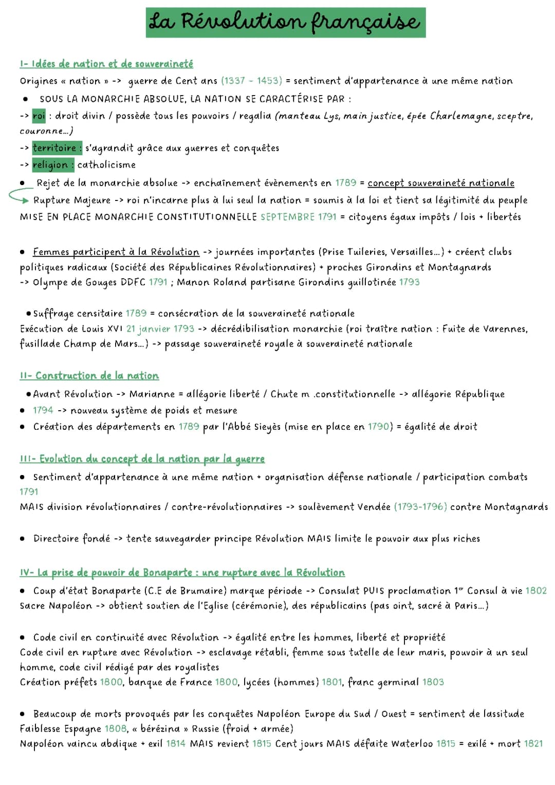 La Révolution Française et l’Empire : une nouvelle conception de la nation (1789-1814)