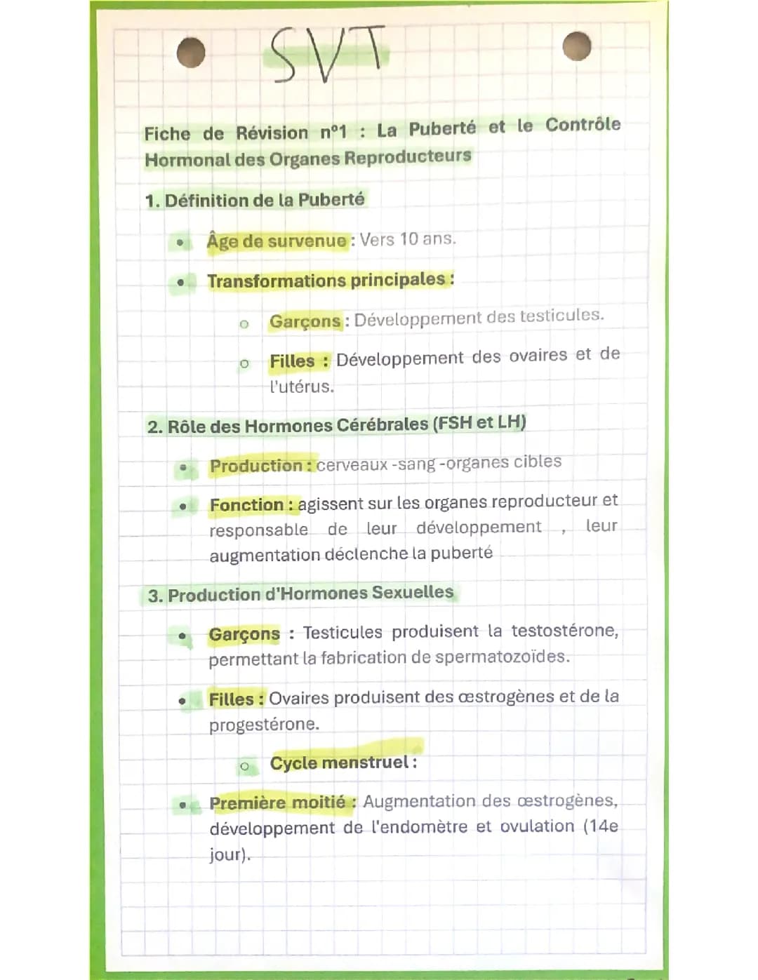 Fiche de revision reproduction humaine 