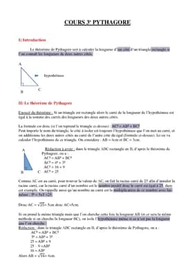 Know Cours Pythagore 3e  thumbnail