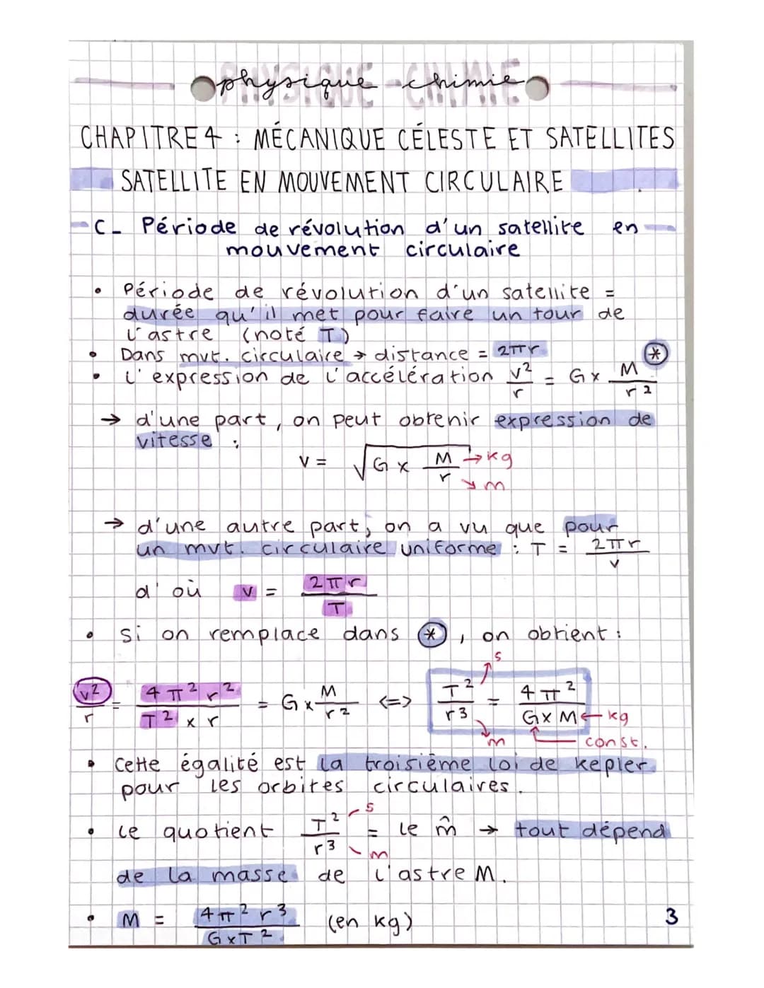 physique chimie
CHAPITRE 4 MECANIQUE CÉLESTE ET SATELLITES
ACCÉLÉRATION D'UN SATELLITE
A. Champ de gravitation créé par un astre.
0 = centre
