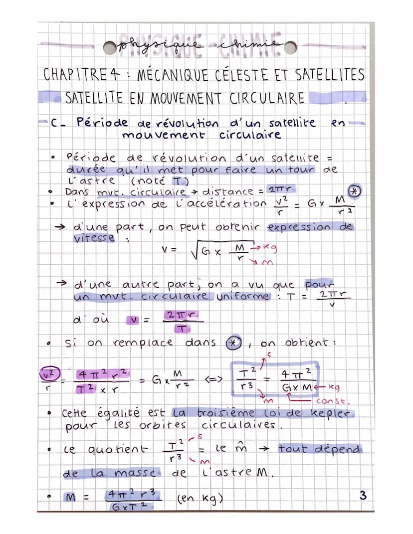 physique chimie
CHAPITRE 4 MECANIQUE CÉLESTE ET SATELLITES
ACCÉLÉRATION D'UN SATELLITE
A. Champ de gravitation créé par un astre.
0 = centre