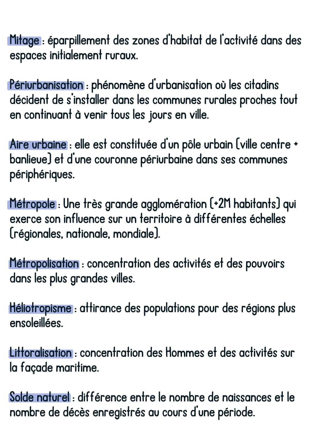 Histoire
Urbanisation
@avoirsonbrevet
1. Définitions :
Urbanisation : tendance à la concentration de la population dans
les villes.
Métropol