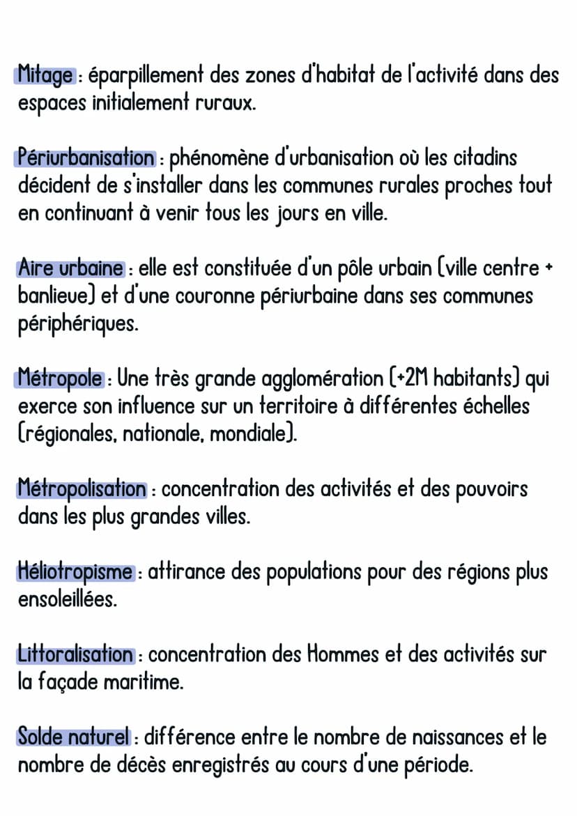 Histoire
Urbanisation
@avoirsonbrevet
1. Définitions :
Urbanisation : tendance à la concentration de la population dans
les villes.
Métropol