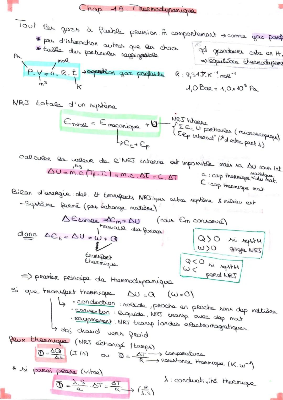 Chap 19. Thermodynamique
Tout les gazs à faible pression. în comportement → comme gaz parfă
* pas d'interaction autres que les chocs
#taille