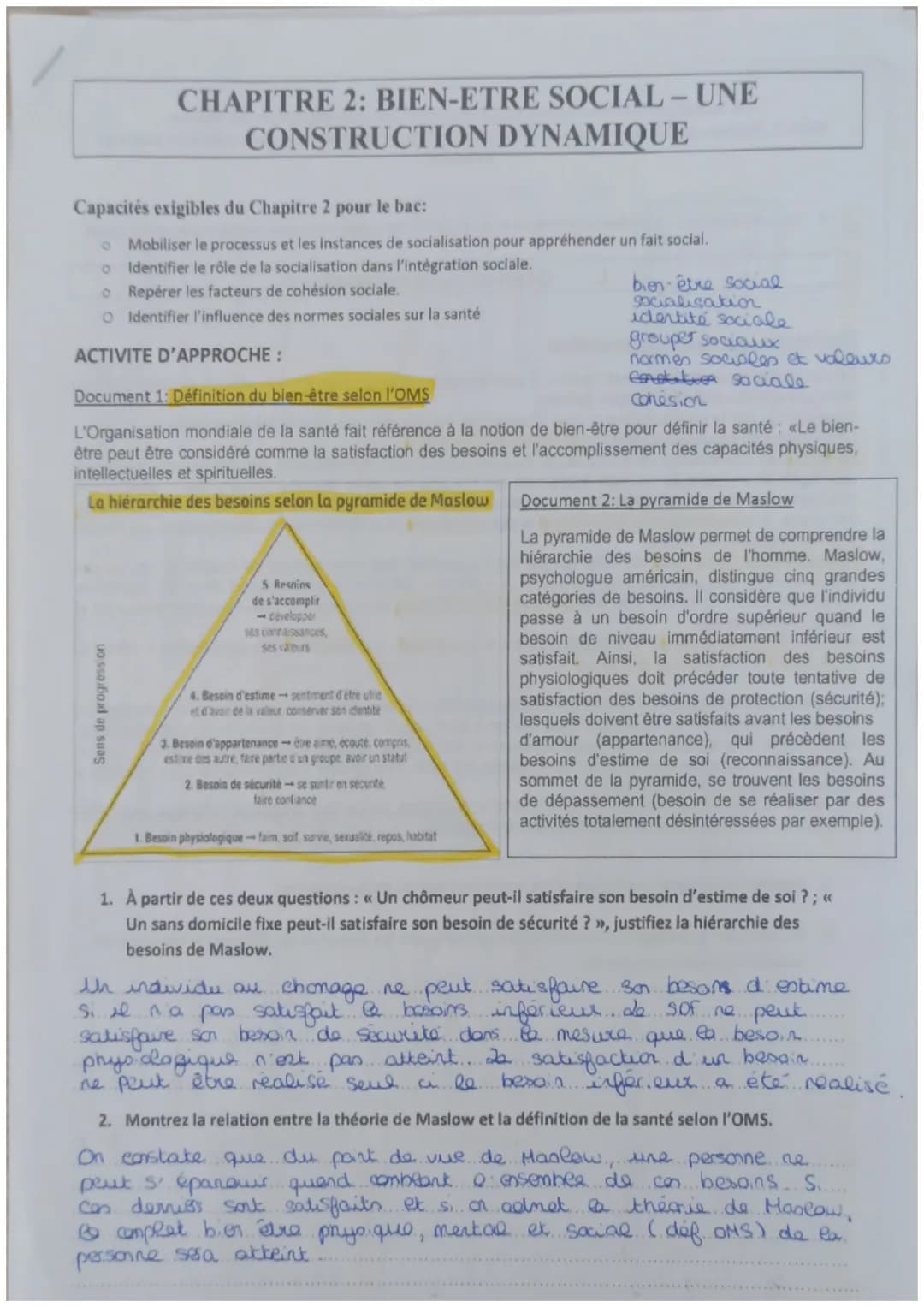 Capacités exigibles du Chapitre 2 pour le bac:
Mobiliser le processus et les instances de socialisation pour appréhender un fait social.
Ide