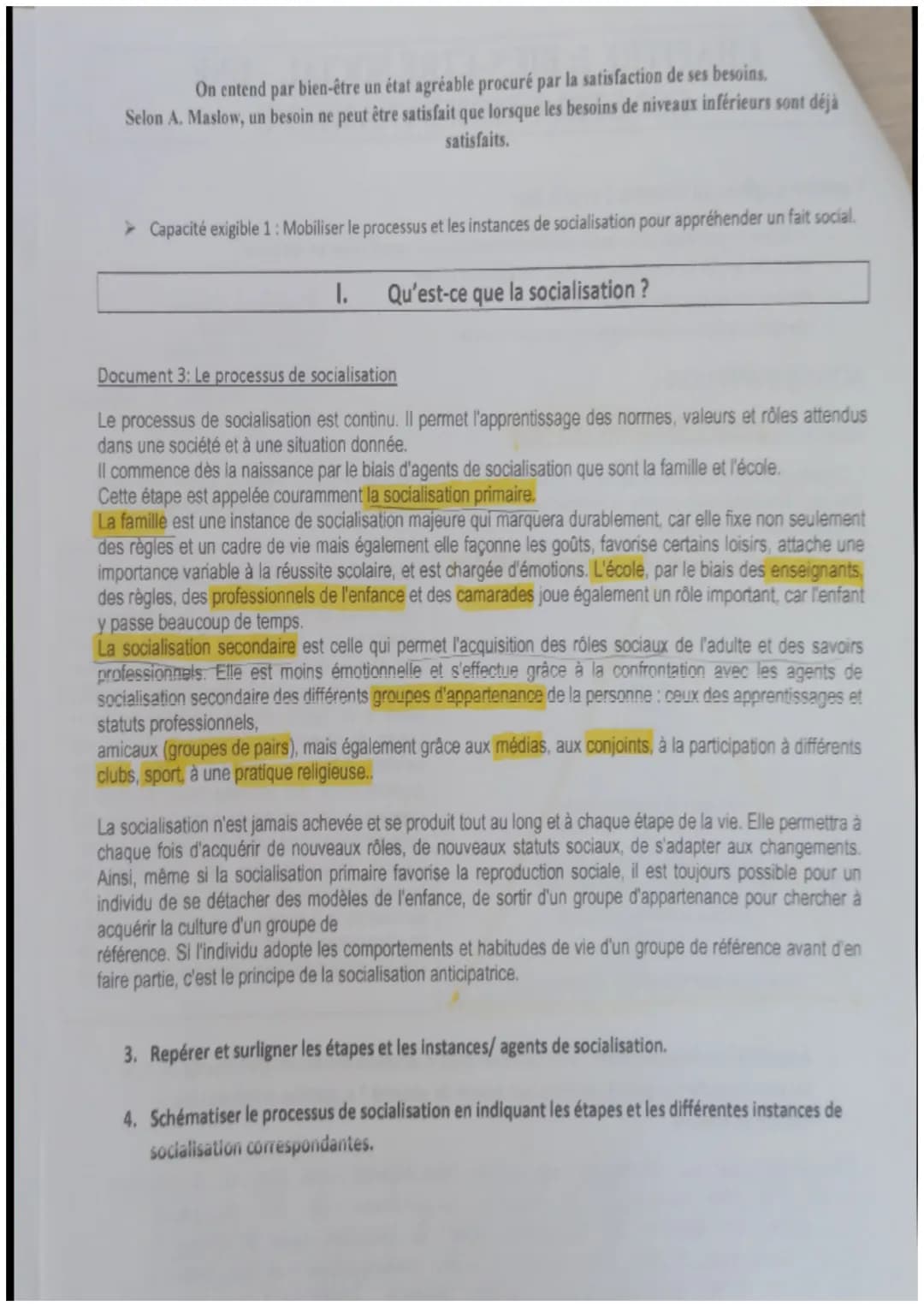 Capacités exigibles du Chapitre 2 pour le bac:
Mobiliser le processus et les instances de socialisation pour appréhender un fait social.
Ide