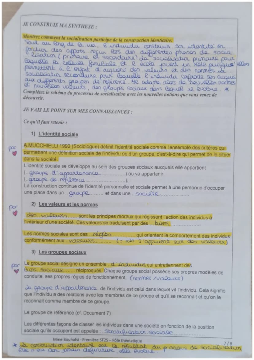 Capacités exigibles du Chapitre 2 pour le bac:
Mobiliser le processus et les instances de socialisation pour appréhender un fait social.
Ide