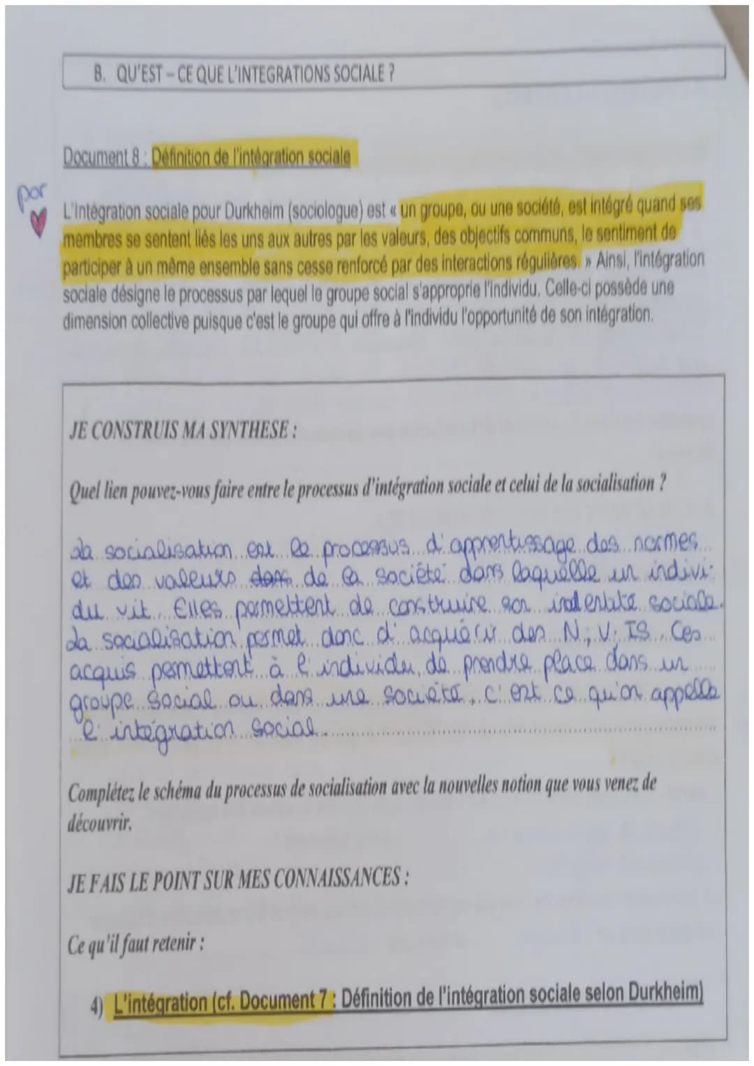 Capacités exigibles du Chapitre 2 pour le bac:
Mobiliser le processus et les instances de socialisation pour appréhender un fait social.
Ide