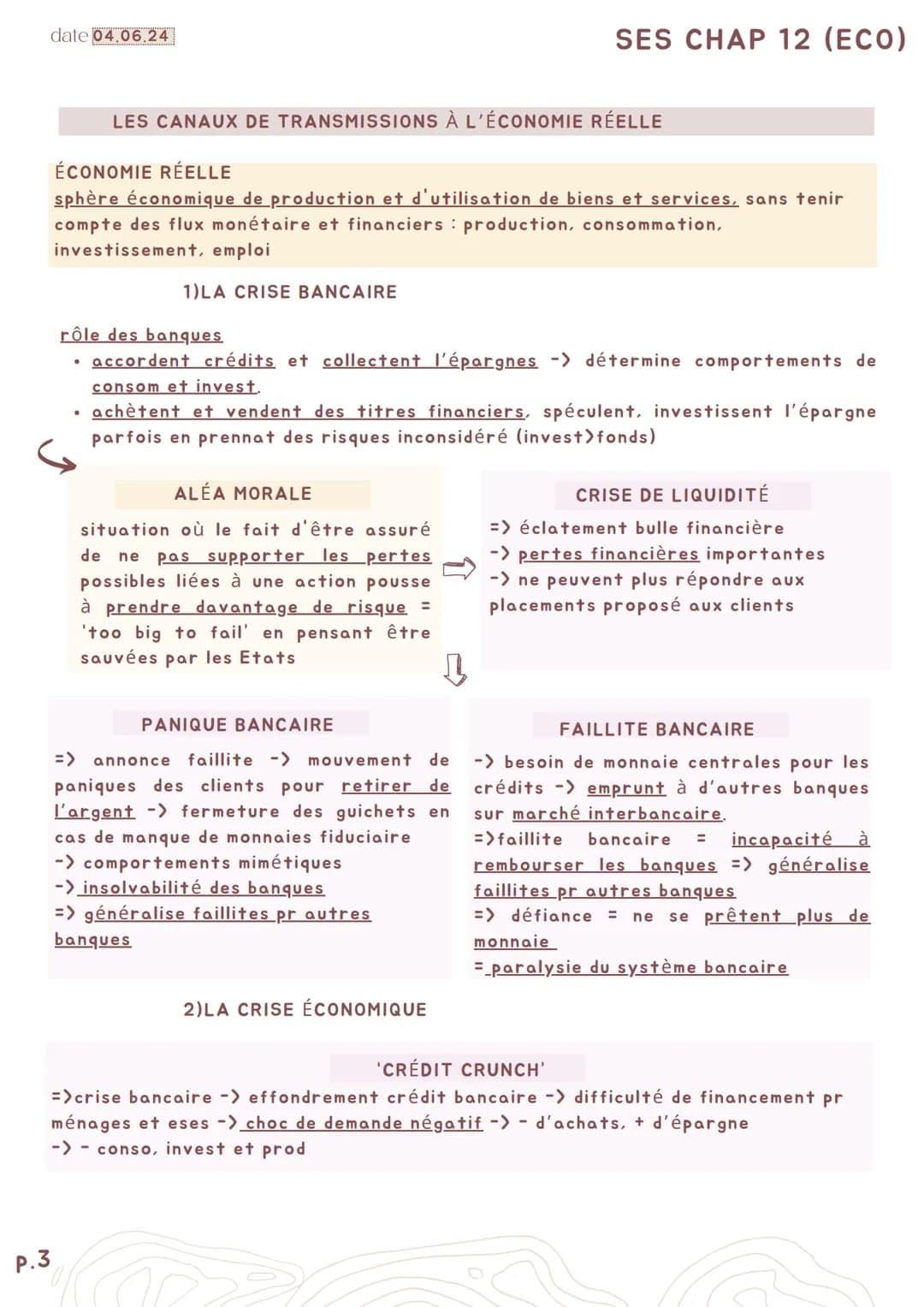 P.1
date 04.06.24
SES CHAP 12 (ÉCO)
Comment expliquer les crises financières et réguler le
système financier ?
Axes I-comment la logique du 
