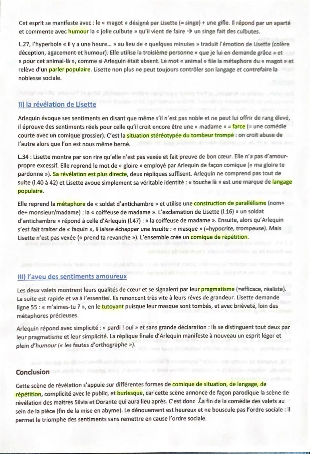 Texte 1: Marivaux, le jeu de l'amour et du hasard, 1730, II, 6
Introduction :
Marivaux = grand dramaturge, auteur du XVIIIe siècle. Sa maniè