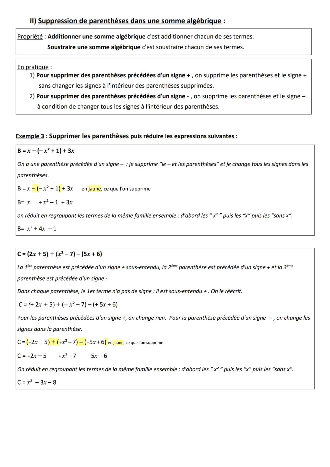 3°
Chapitre 9: Calcul littéral
I) Expression littérale : rappels
Une expression littérale est une expression dans laquelle certains nombres 