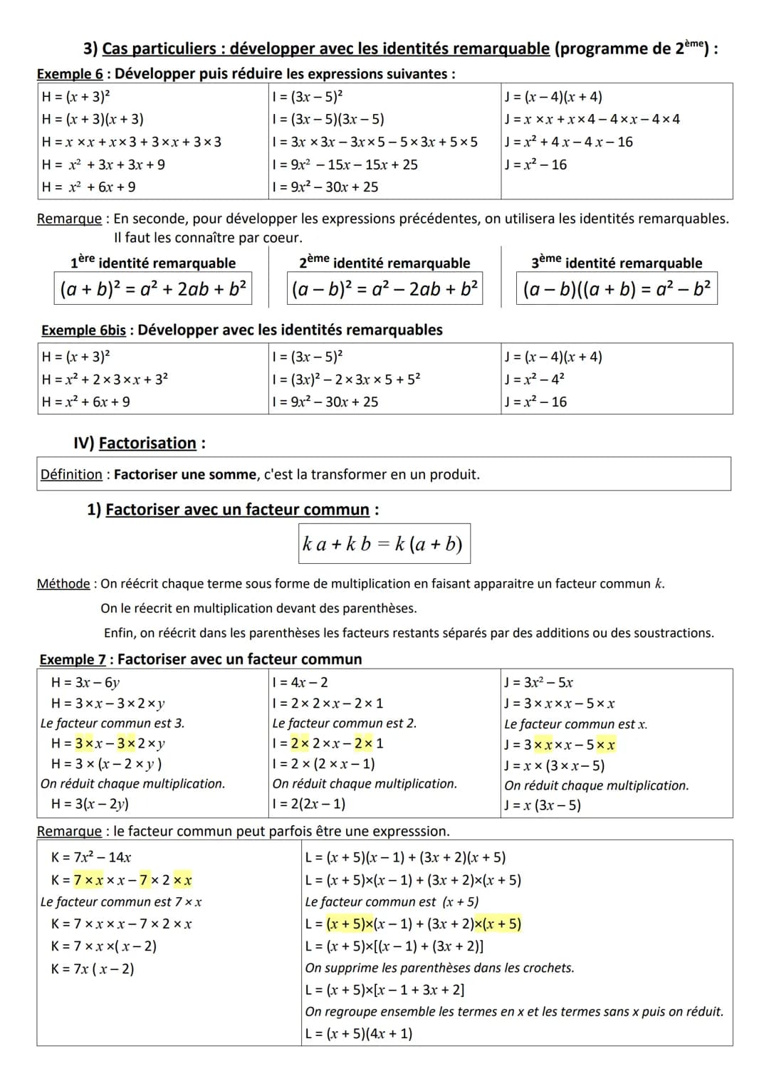 3°
Chapitre 9: Calcul littéral
I) Expression littérale : rappels
Une expression littérale est une expression dans laquelle certains nombres 