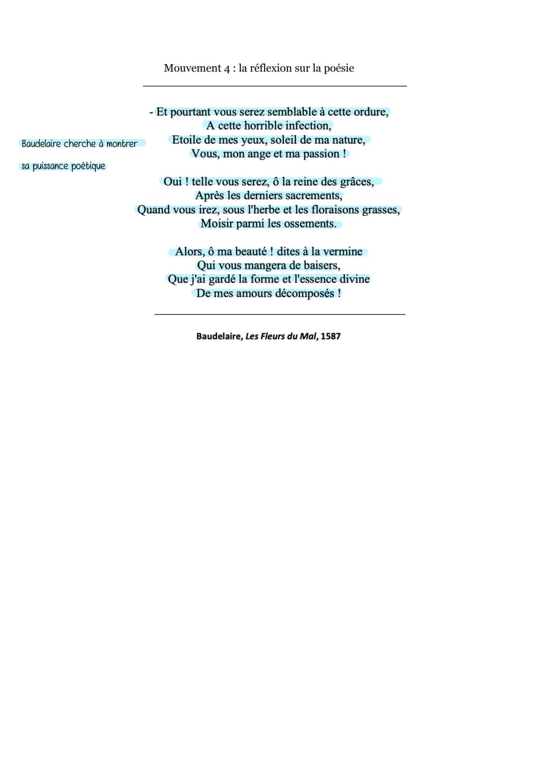 Analyse linéaire n°15
Une Charogne
Les fleurs du mal, Baudelaire
Charles Baudelaire est un poète symboliste du XIXème siècle, qui publie en 