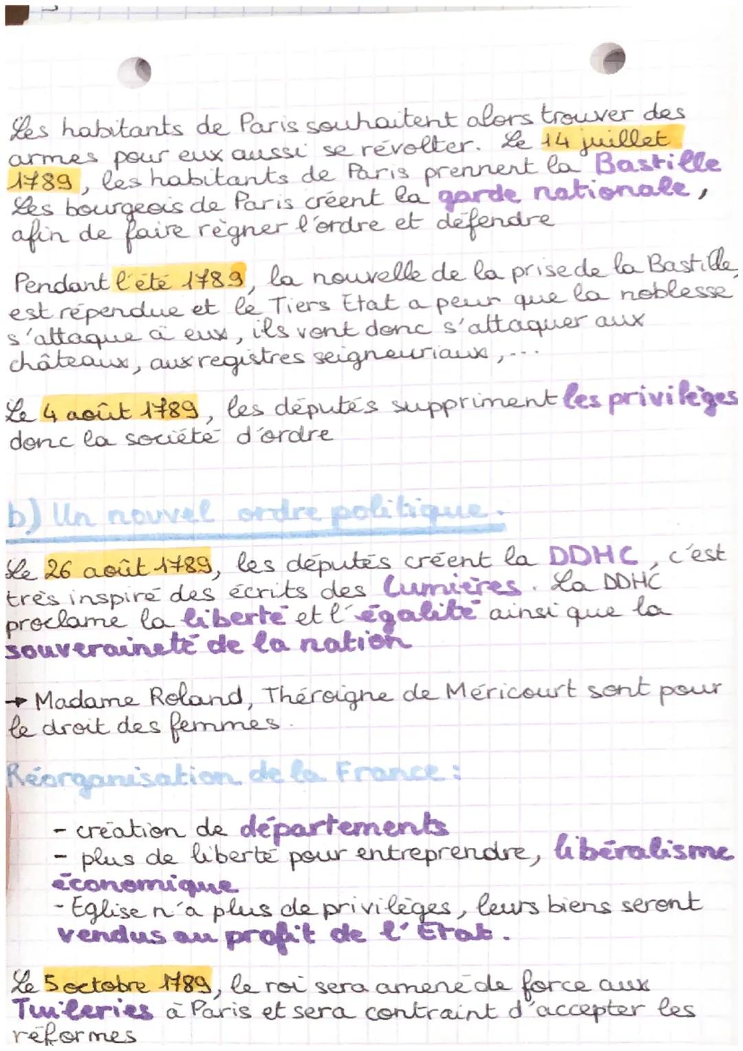 La Revolution et l'Empire
I/La rupture Revolutionnaire (H1789-1792)
Dans les situations de crise, le roipent convoquer
les Etat généraux, le