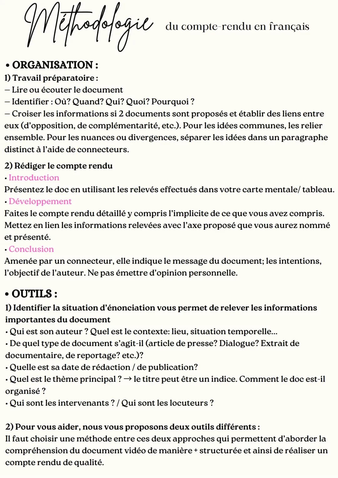 Comment rédiger un super compte-rendu en français et faire des cartes mentales