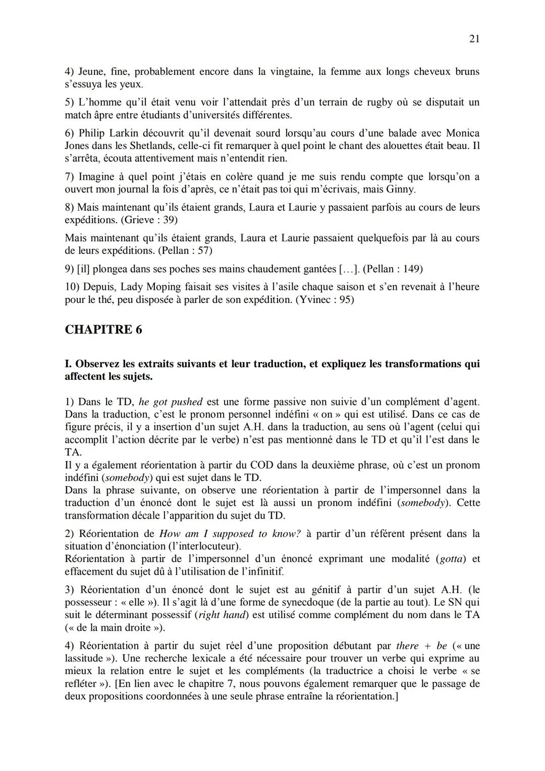 CHAPITRE 1
CORRIGES
1
I. Dans les extraits suivants, repérez les phénomènes de recatégorisation affectant
différentes catégories grammatical