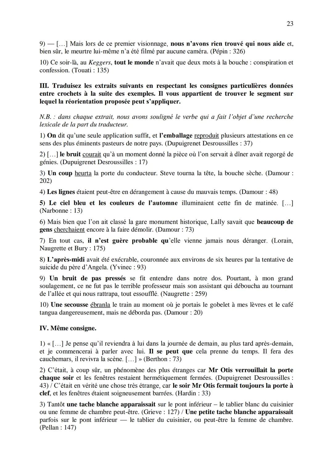 CHAPITRE 1
CORRIGES
1
I. Dans les extraits suivants, repérez les phénomènes de recatégorisation affectant
différentes catégories grammatical