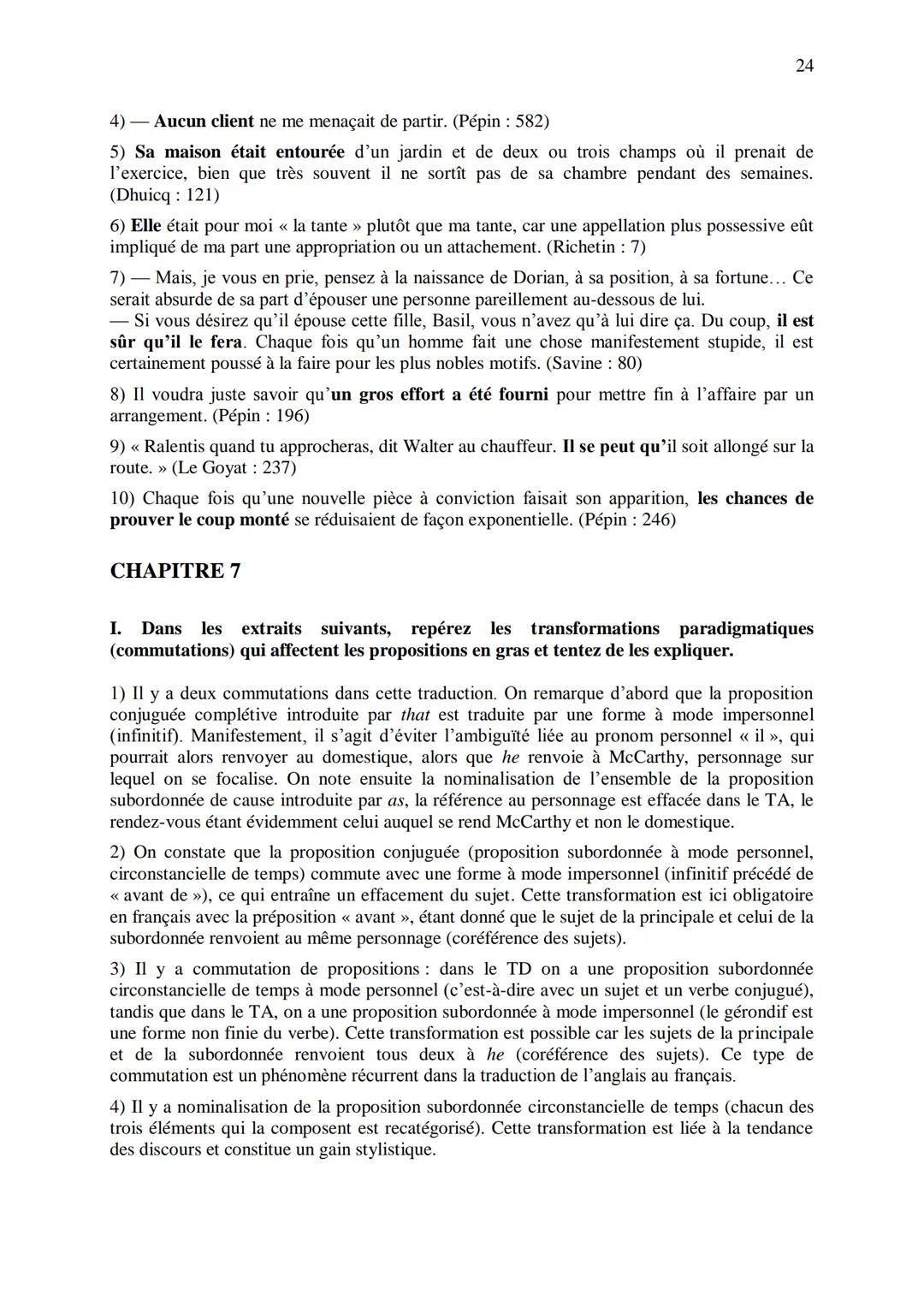 CHAPITRE 1
CORRIGES
1
I. Dans les extraits suivants, repérez les phénomènes de recatégorisation affectant
différentes catégories grammatical