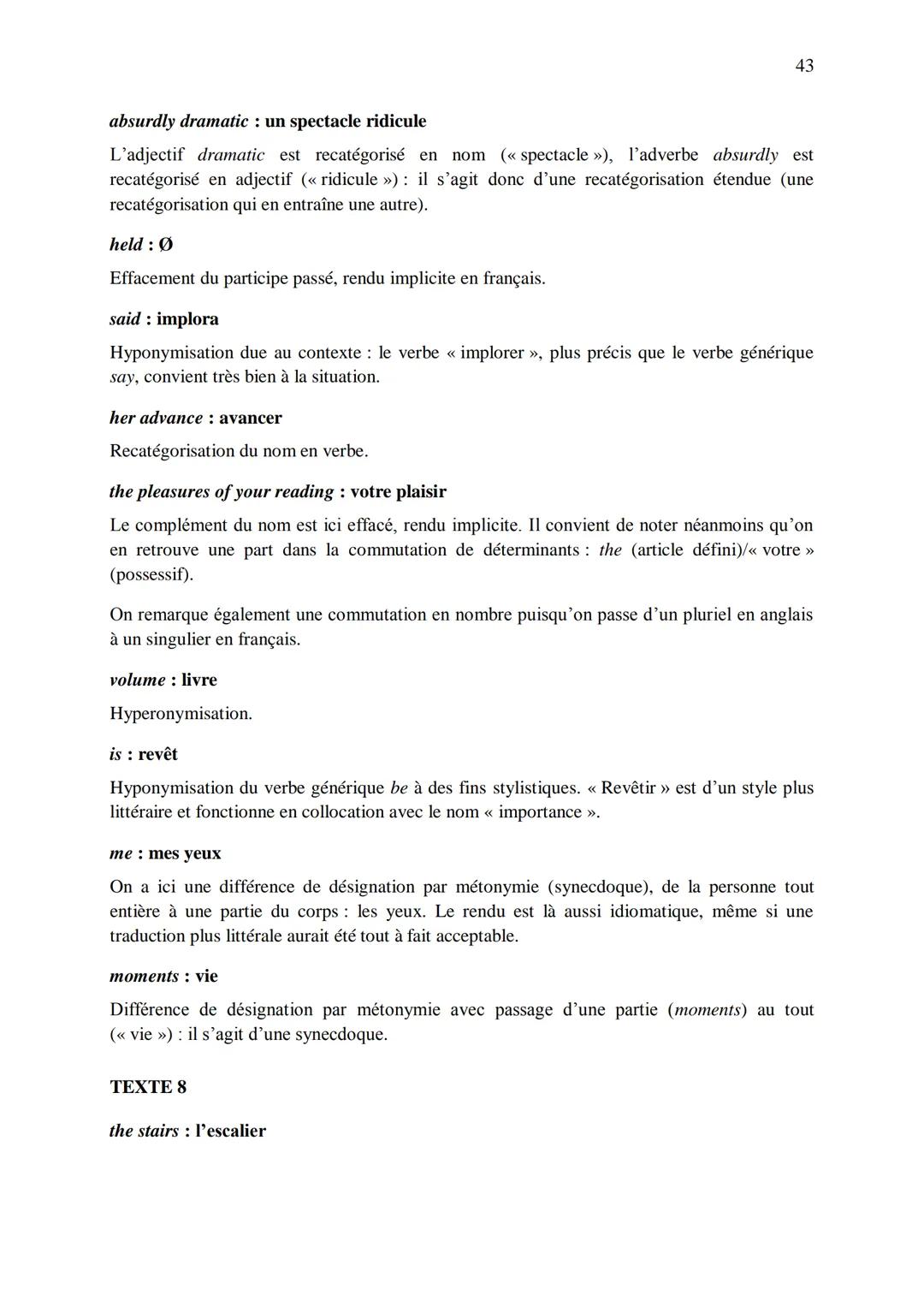 CHAPITRE 1
CORRIGES
1
I. Dans les extraits suivants, repérez les phénomènes de recatégorisation affectant
différentes catégories grammatical