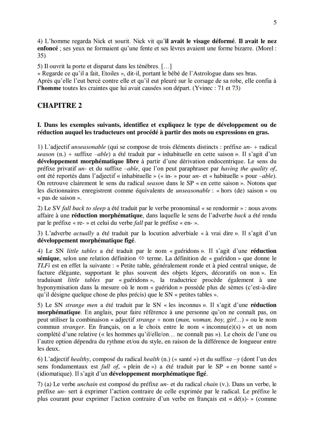 CHAPITRE 1
CORRIGES
1
I. Dans les extraits suivants, repérez les phénomènes de recatégorisation affectant
différentes catégories grammatical