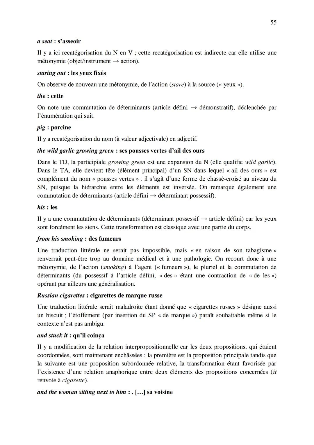 CHAPITRE 1
CORRIGES
1
I. Dans les extraits suivants, repérez les phénomènes de recatégorisation affectant
différentes catégories grammatical