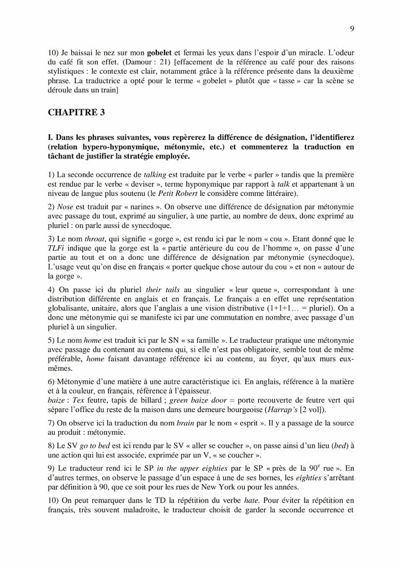 CHAPITRE 1
CORRIGES
1
I. Dans les extraits suivants, repérez les phénomènes de recatégorisation affectant
différentes catégories grammatical