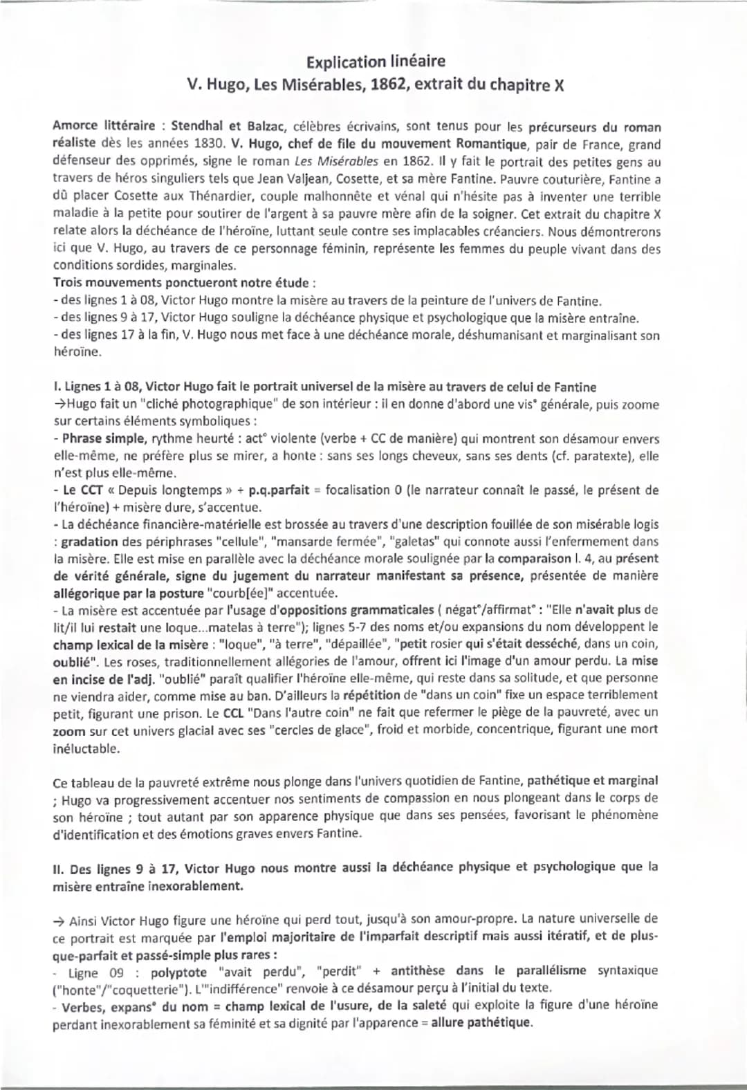 Amorce littéraire
Explication linéaire
V. Hugo, Les Misérables, 1862, extrait du chapitre X
Stendhal et Balzac, célèbres écrivains, sont ten