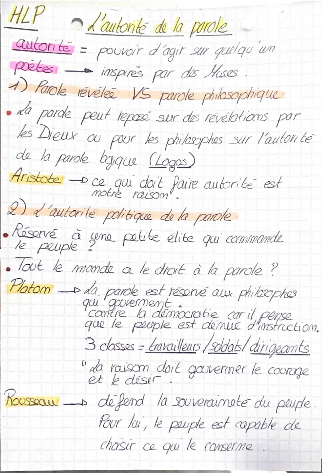 HLP L'autorité de la parole

autorite = pouvoir d'agir sur quelqu'un

poètes imspires par des Huses

1) Parole révélée VS parole philosophiq