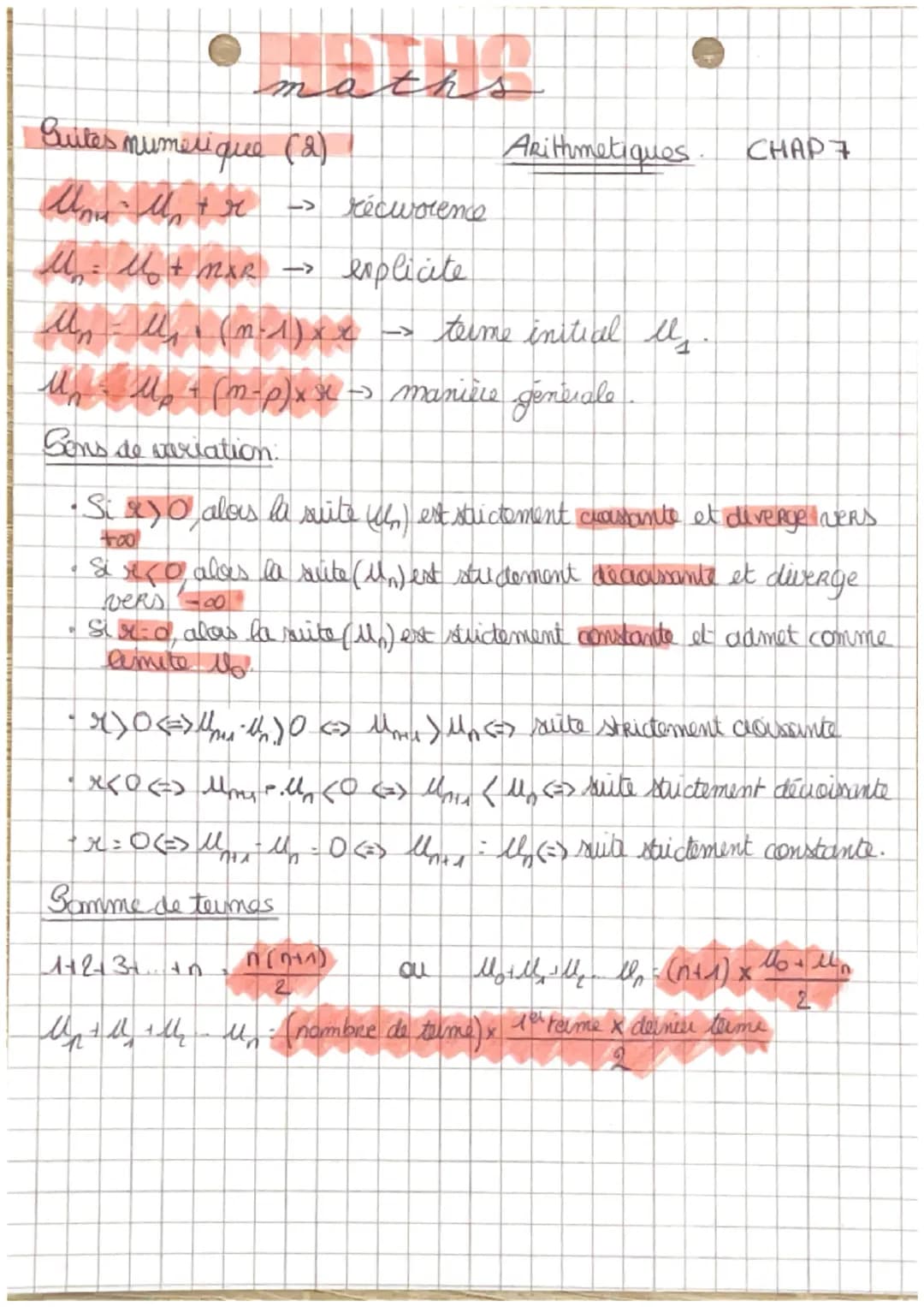 moth
Quites mumerique (2)
-> récuorence.
M = M + MXR
→>>
explicite
Arithmetiques.
CHAPT
Mn-M₁ (m-1) xx
→ terme initial us
(m-p)x se manière 