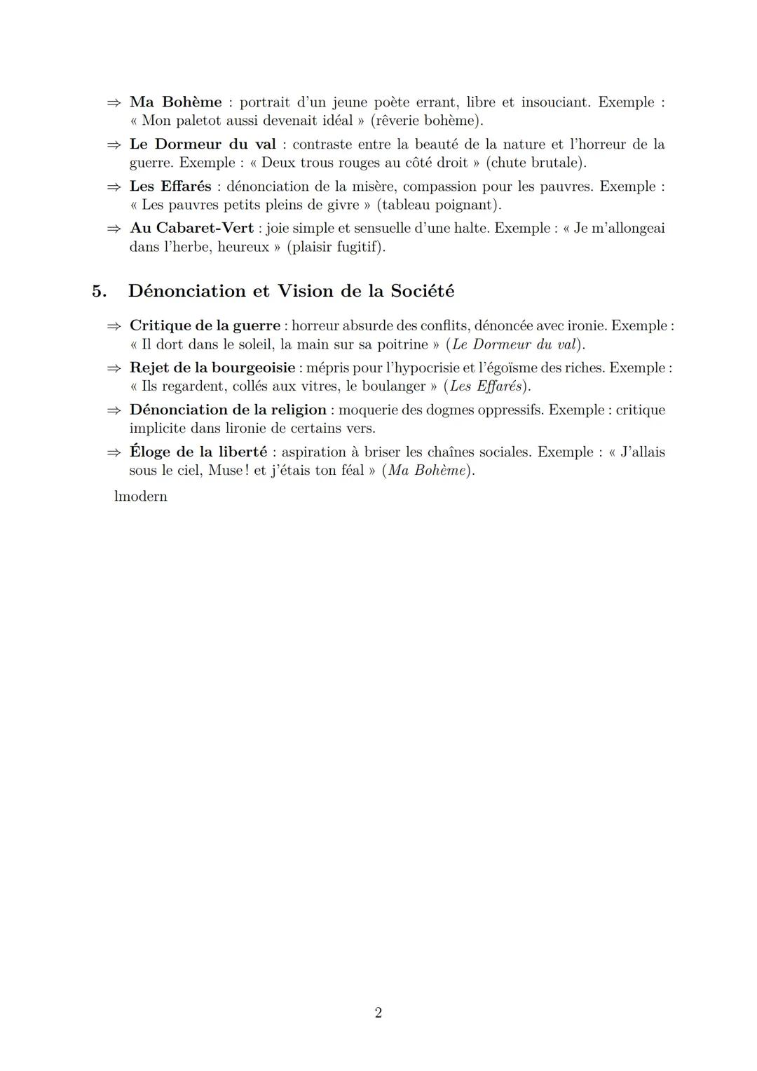 Fiche de Révision: Les Cahiers de Douai d'Arthur Rimbaud
1. Thèmes Principaux
⇒ La révolte: rejet des conventions sociales, de l'autorité et