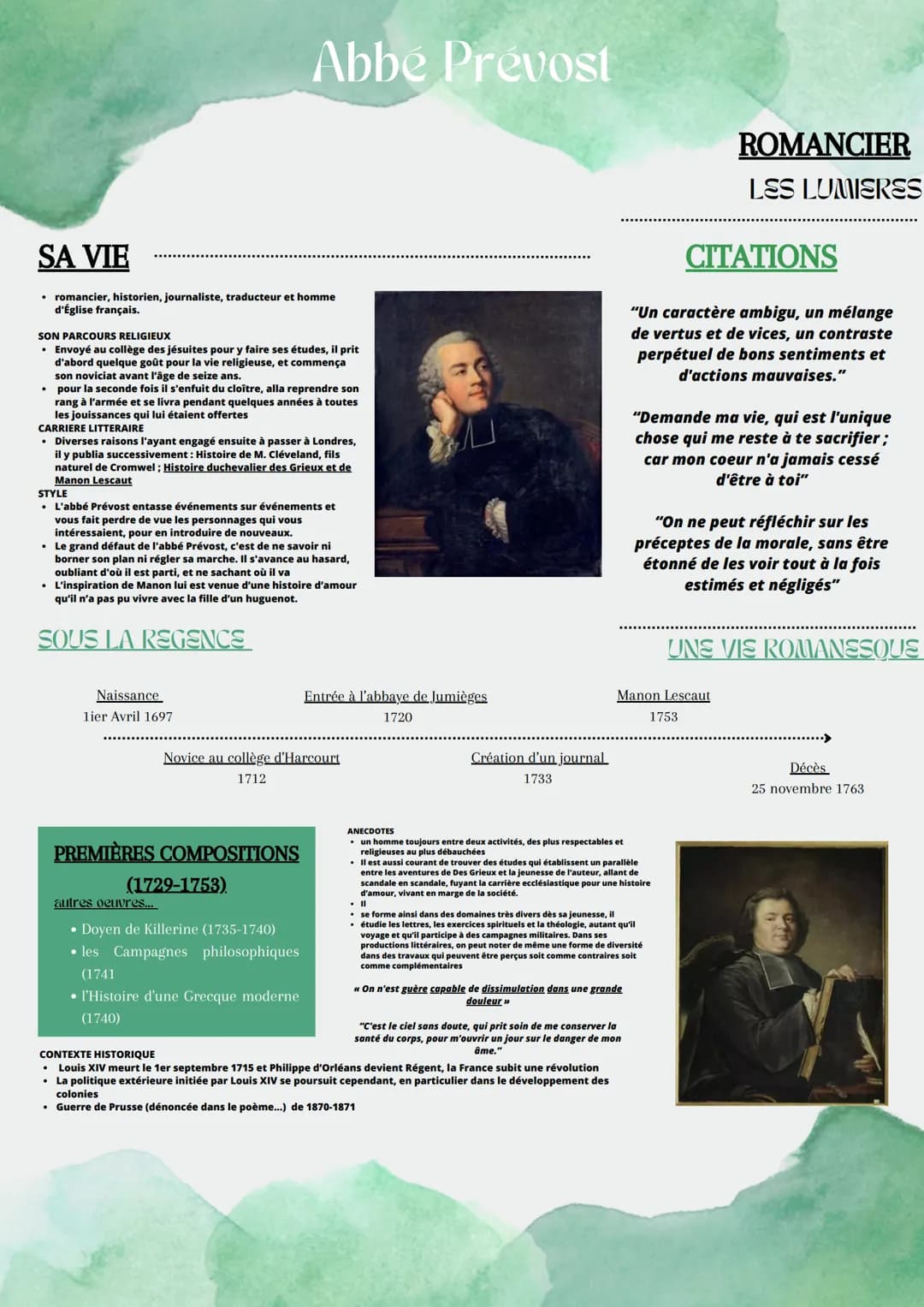 SA VIE
. romancier, historien, journaliste, traducteur et homme
d'Église français.
SON PARCOURS RELIGIEUX
• Envoyé au collège des jésuites p