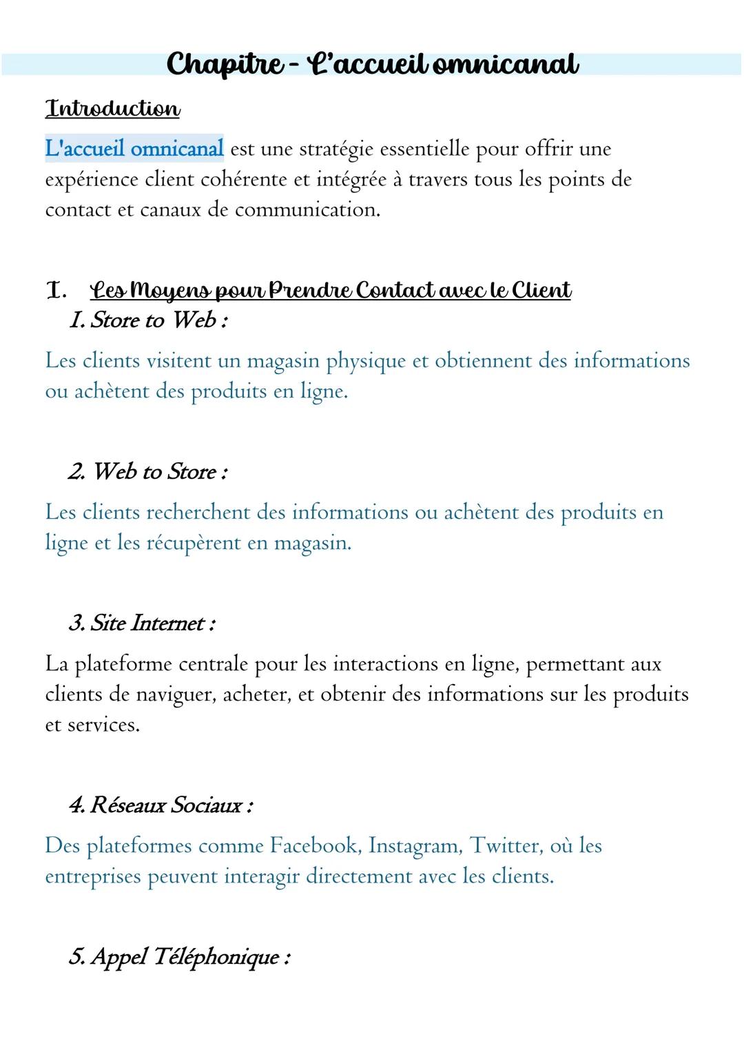 Chapitre-l'accueil omnicanal
Introduction
L'accueil omnicanal est une stratégie essentielle
pour
offrir une
expérience client cohérente et i