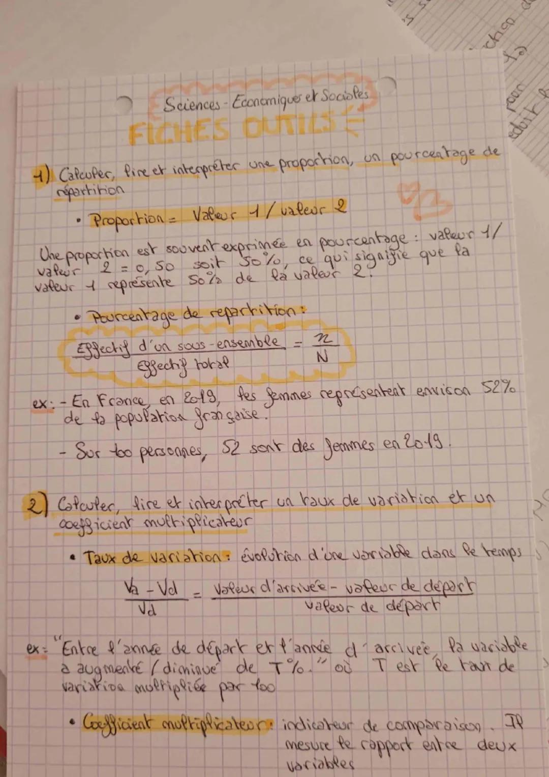 Sciences Economique et Sociales
FICHE'S OUTILS
●
-
4) Calcufer, fire et interpréter une proportion, un pourcentage de
répartition
·Proportio
