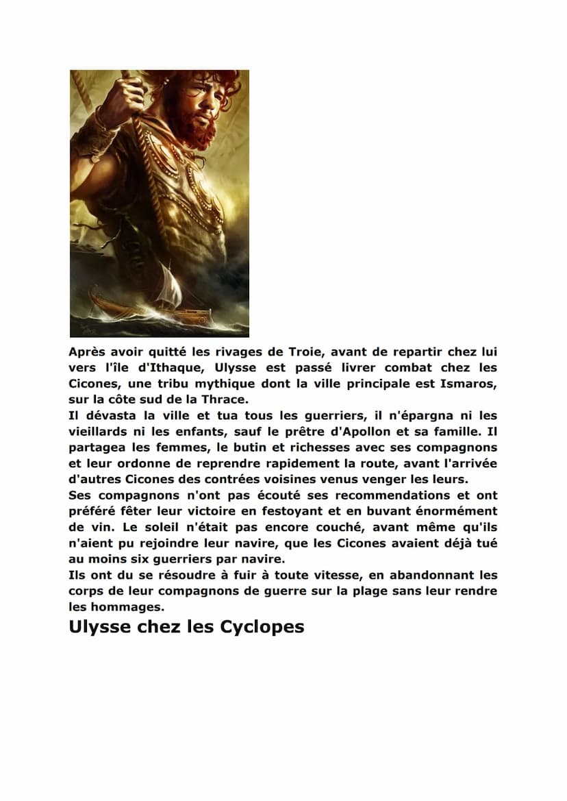 Odyssée, les voyages d'Ulysse
Qui est Ulysse ?
G5655E
Ulysse est le personnage principal de livre de l'Odyssée écrit par
Homère qui relate l
