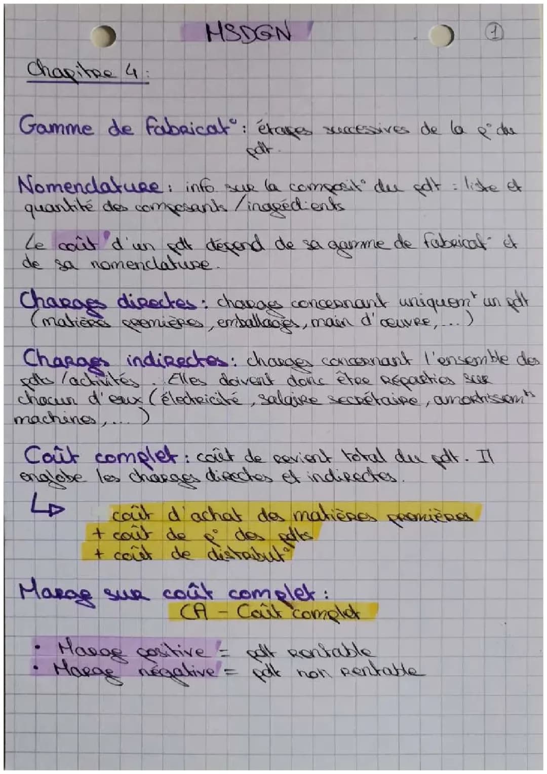 Calcul des coûts complets et spécifiques - Exercices corrigés en PDF