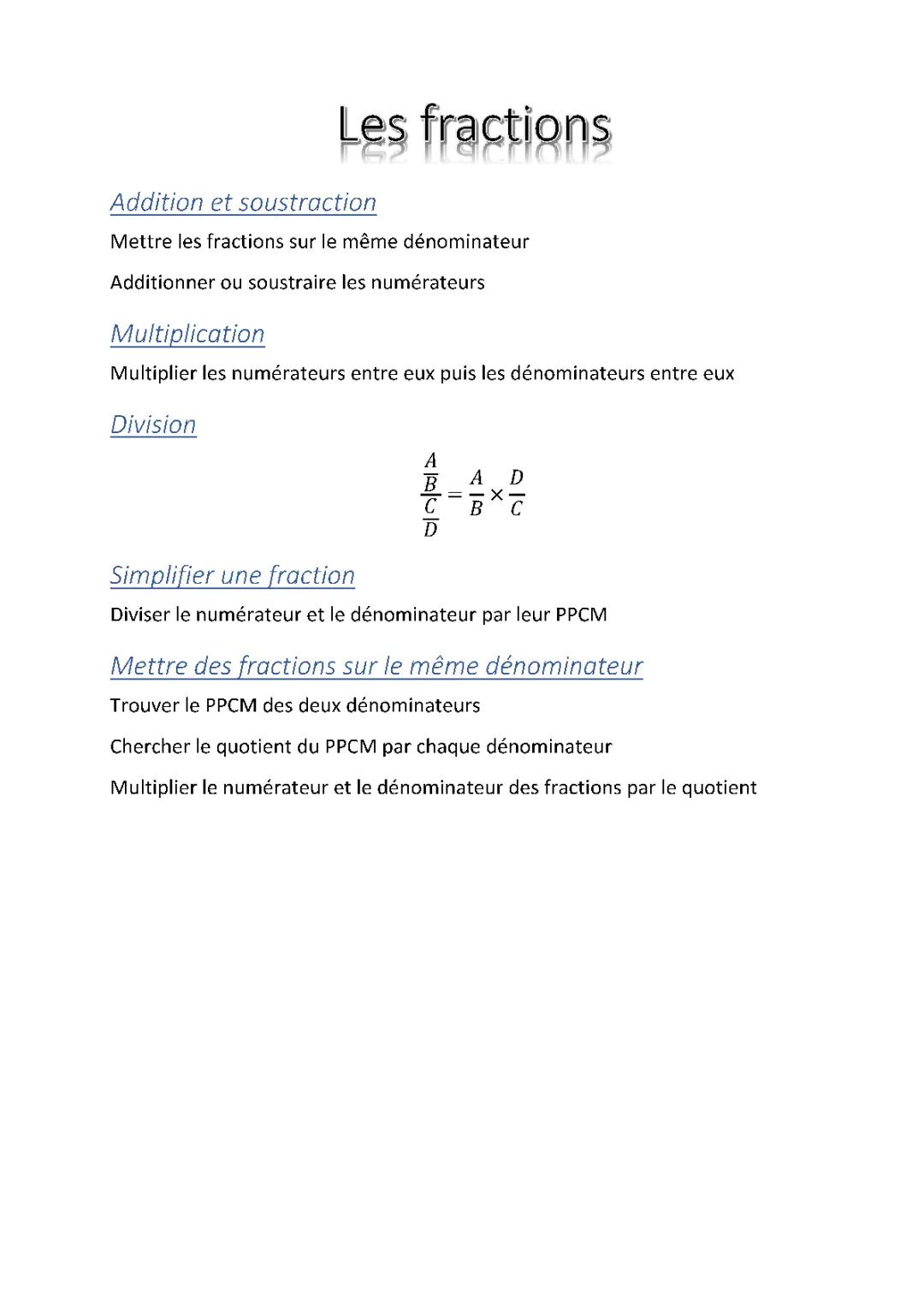 Les fractions