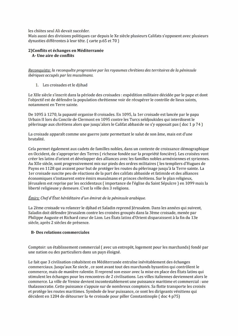 la Méditerranée médiévale : un espace à la croisée de
trois civilisations.
Introduction :
Pendant le moyen-âge, les trois civilisations coex