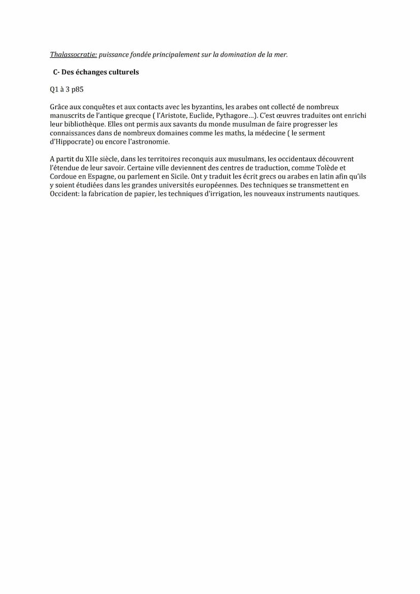 la Méditerranée médiévale : un espace à la croisée de
trois civilisations.
Introduction :
Pendant le moyen-âge, les trois civilisations coex