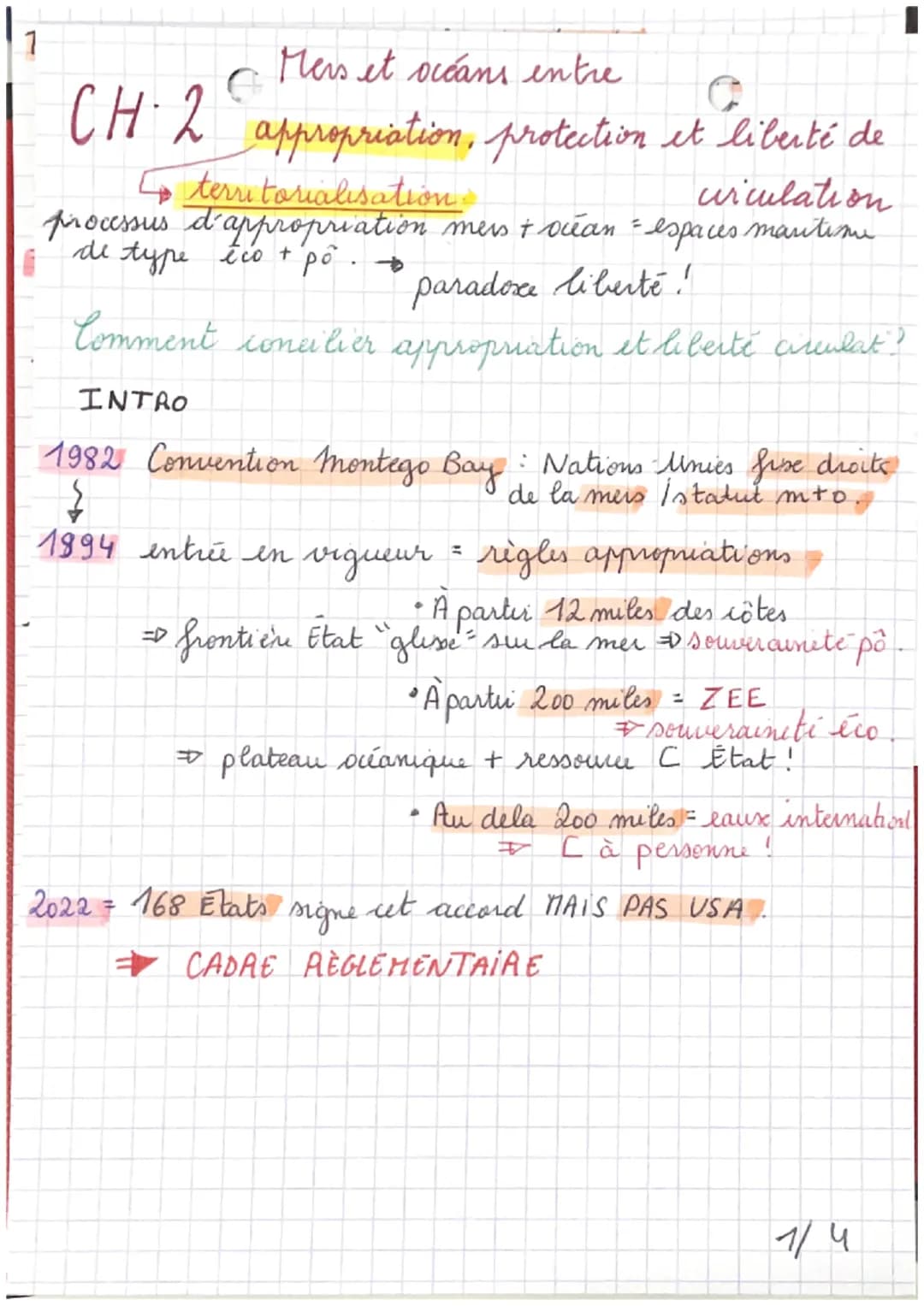 1
Mers et océans entre
G
CH 2 appropriation, protection et liberté de
4 territorialisation.
uiculation
processus d'appropriation mers + océa