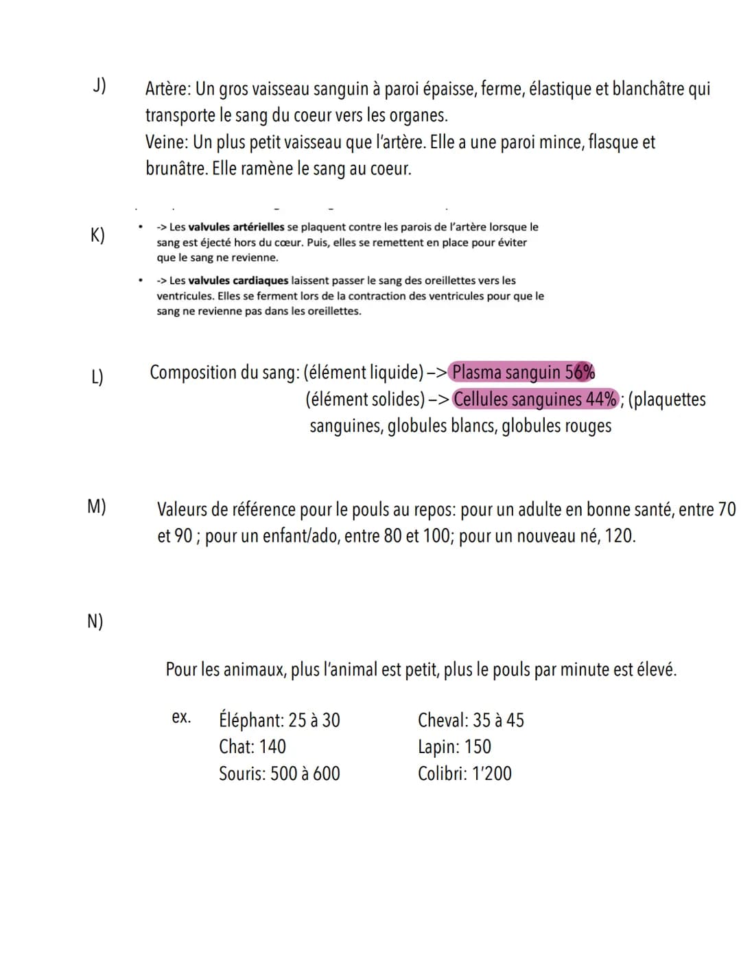  S.11: Système cardiovasculaire
A)
Scieness
veine cave supérieure
Définition: Système qui assure le transport du sang du coeur vers les diff