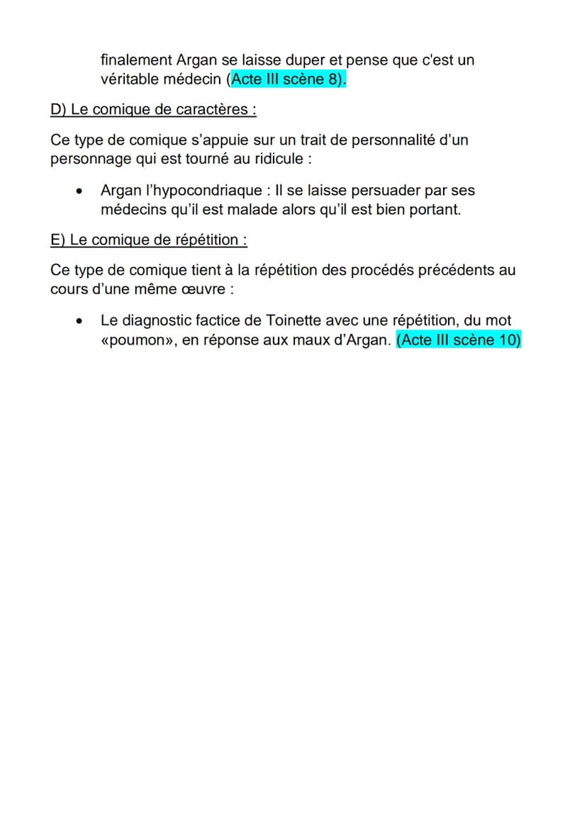 AMORCE:
FICHE DE DISSERTATION
LE MALADE IMAGINAIRE / MOLIERE
Molière : "La comédie n'est faite que pour être vue"
Molière: "Rien ne reprend 