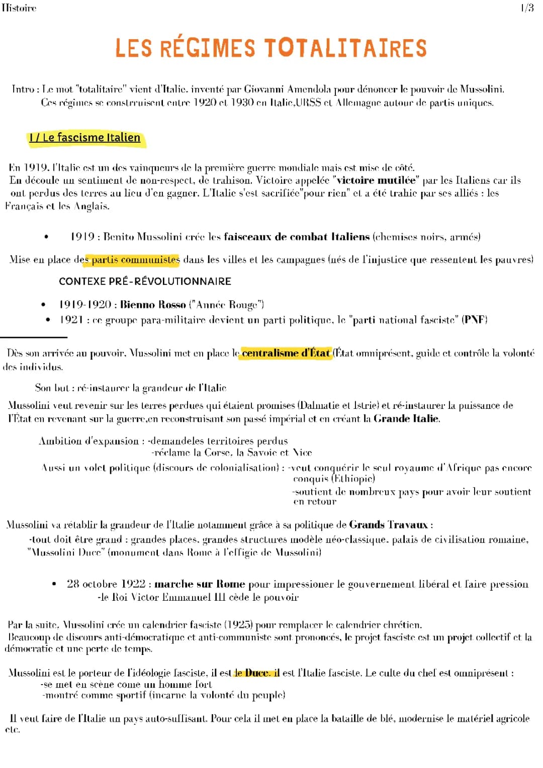 Les régimes totalitaires 